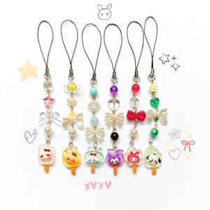 Anime HK kitty Phone Charms, Y2K Kawaii Keychain, Kuromicore phone Strap, Cinna Dog Bag Charm, Melody Lanyard, Cartoon lover gift for her