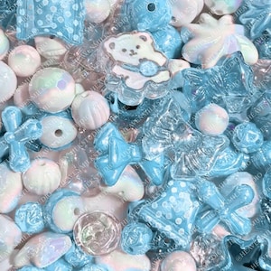 Aesthetic bead mix for jewelry making, pastel DIY craft bead soup mix for bracelets, keychains & charm gifts Kawaii Y2k Beading Crafting Kit