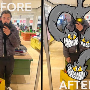 Stampa digitale personalizzata in stile cartoon Kitsune volpe, ritratto fotografico da regalare ai cartoni animati, perfetta per i post di Instagram