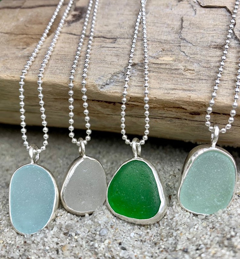 Sea Glass Necklace Sterling Silver Sea Glass Jewelry Sea Etsy Canada