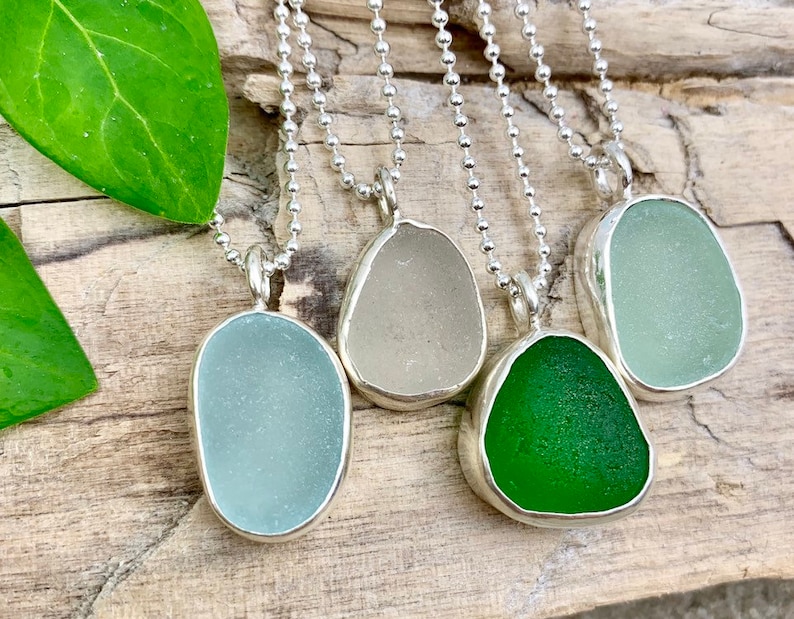 Sea Glass Jewelry Sterling Silver Sea Glass Necklace Beach Etsy