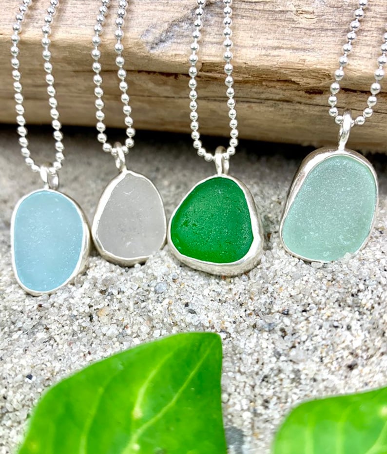 Sterling Silver Sea Glass Jewelry Sea Glass Pendant Bezel Set Etsy