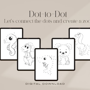 Dot to Dot Printables, Printables, Digital Downloads, Dot to Dot Games, Animal Dot to Dot, Kids printables, Education Worksheets, Learning