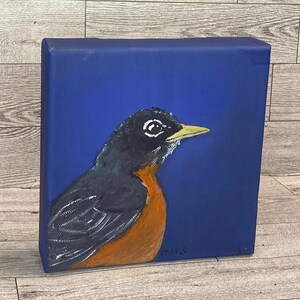 American Robin square acrylic painting