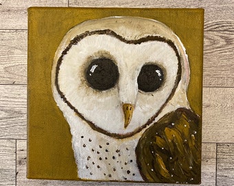 Barn Owl square acrylic painting