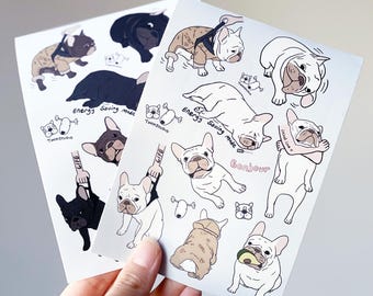 French Bulldog Sticker Sheet: A6 Frenchie Planner Stickers