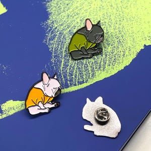 French Bulldog Pin, Brooch, Badges, Dog pins, Frenchie, Dog lovers, Dog gift, French Bulldog gift, Enamel pin | Designed by TWINSTUDIO