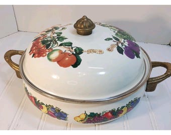 VTG Dutch Oven Enamel Tabletops Unlimited Kensington Garden Vitroceramic W/ Lid