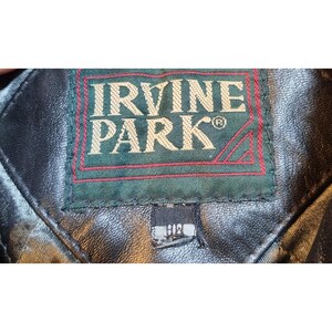 Vintage Irvine Park Mens Black Leather Jacket Parka Coat HM READ Measurements afbeelding 3