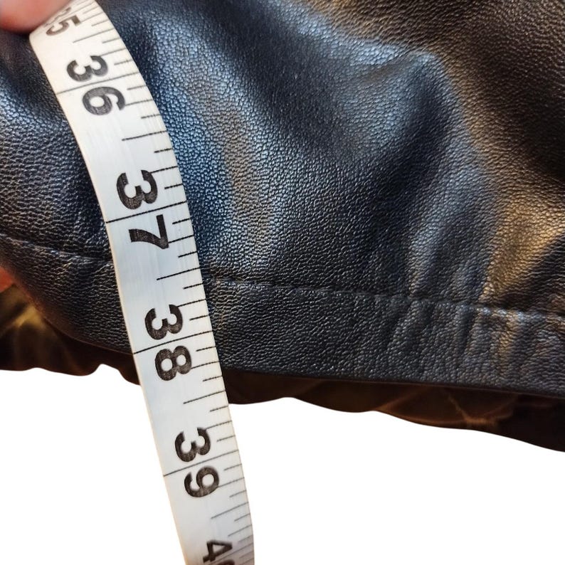 Vintage Irvine Park Mens Black Leather Jacket Parka Coat HM READ Measurements afbeelding 10