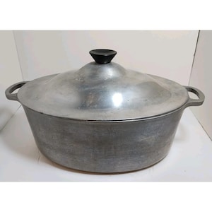 Vintage Majestic Cookware Oval Aluminum Large Roaster Dutch Oven With Lid