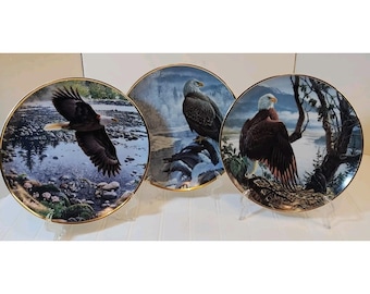 3 Seasons Of The Bald Eagle Winter Summer Spring Plate Hamilton Collection 1991