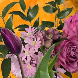Primer ramo de primavera, tarjeta con foto