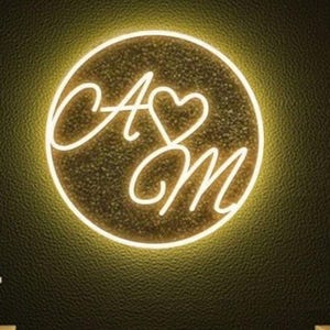 Benutzerdefinierte Initialen Leuchtreklame, benutzerdefinierte Initialen Herz Leuchtreklame, benutzerdefinierte Hochzeit Neon Schild, Hochzeitsfeier Hintergrund, Hauswanddekor, Hochzeitsgeschenke