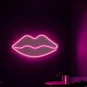 lips neon sign, fiery lips painting, bedroom decor, wall decor, lighted lips sign, bar decor night club decor gift for lover young roomdecor