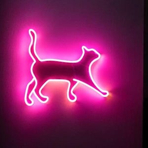 cat neon sign, cute animal neon sign, perfect for animal lovers, cat house decor, gift for cat, neon light catdesigncat with raised paw sign