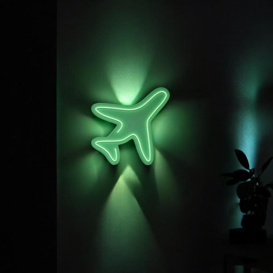 Airplane Design Illuminated Neon Sign, Perfect Gift for Airports ...