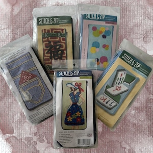 Stitch & Zip Preassembled Needlepoint Kits - Eyeglass Case or Cell Phone Case