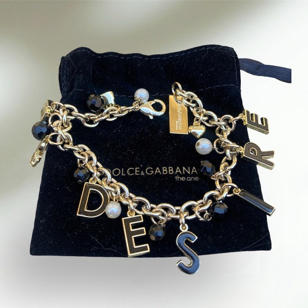 Dolce & Gabbana "DESIRE" Charm Bracelet with Pouch 10" Long