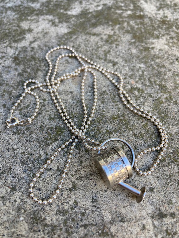 Vintage Sterling Silver Watering Can Neckalce - image 4