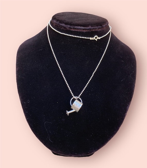 Vintage Sterling Silver Watering Can Necklace