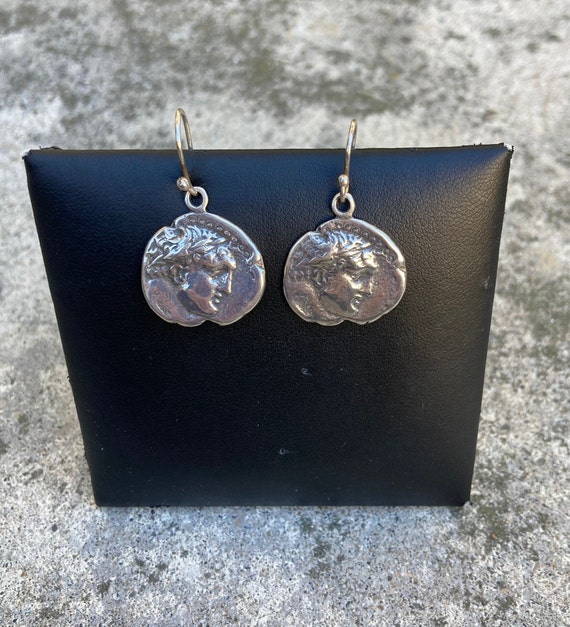 Vintage Sterling Silver COIN Earrings - image 3