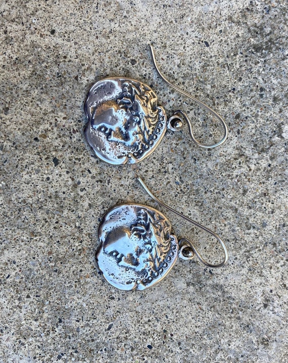 Vintage Sterling Silver COIN Earrings - image 6