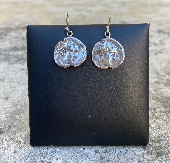 Vintage Sterling Silver COIN Earrings - image 7