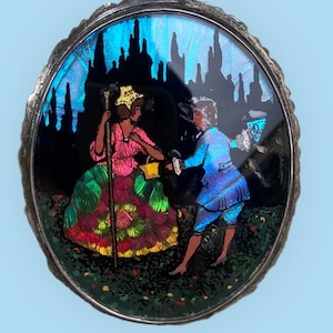 Antique Georgian CLOISONNE Portuguese Sterling Silver Brooch Pin