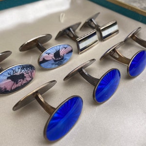 Vintage DAVID ANDERSON Norway Sterling Enamel CUFFLINKS **Sold Individually**