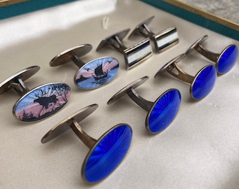 Vintage DAVID ANDERSON Norway Sterling Enamel CUFFLINKS **Sold Individually**