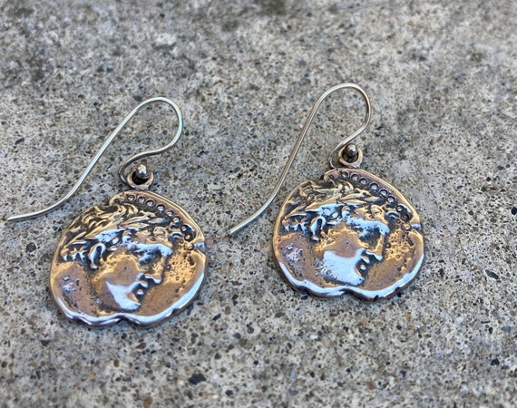 Vintage Sterling Silver COIN Earrings - image 2