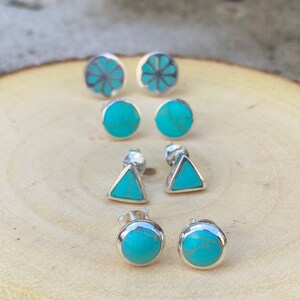 New Turquoise 925 Mini Stud Earrings **Real Turquoise Gemstones** SOLD SEPERATE