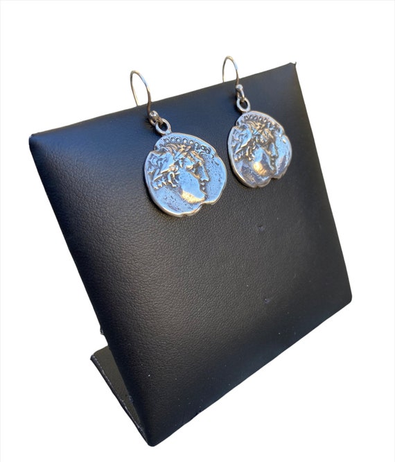 Vintage Sterling Silver COIN Earrings - image 1