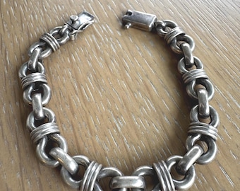 Geometric Modernist Link 925 Sterling Silver Chain 7 Inch
