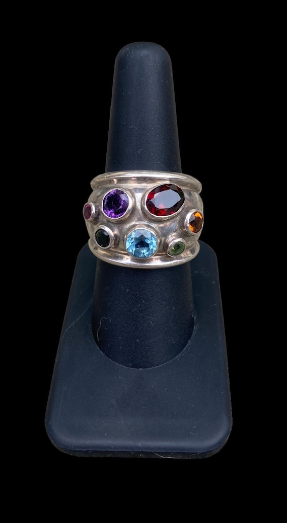 Vintage Sterling Silver Gemstone DOME Ring
