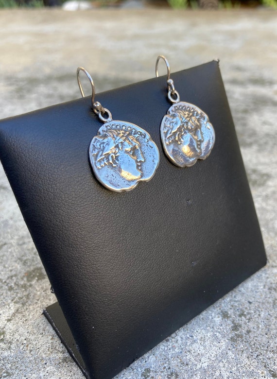 Vintage Sterling Silver COIN Earrings - image 9