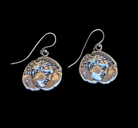 Vintage Sterling Silver COIN Earrings - image 5