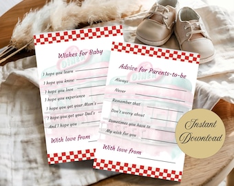 Vintage Soda Pop Baby Shower Guest Cards, Printable 5x7&quot; Wishes for Baby & Advice for Parents-to-be,  Retro Diner Baby Shower Stationery