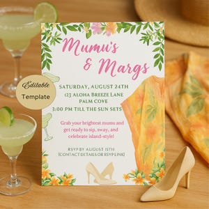Moo Moos & Margaritas Invitation Digital Ladies Night Invite Mumu and Margarita Party Invite Digital Invite Girls Night Adult Pajama Party