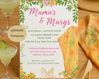 Mumu Margarita Party Invitation: Tropical Ladies Night, Bachelorette (Digital Template)