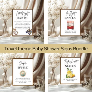 Landing Soon Baby Shower Sign Bundle, Set of 10 Travel Baby Shower Table Signs, 8x10” Instant Download Baby Shower Decorations, Printable