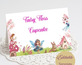 Editable Fairy Party Food Cards: Enchanted Garden Buffet Labels (Digital Download)