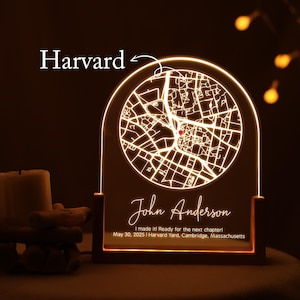 Carte personnalisée par université, veilleuse de carte universitaire, carte du ciel personnalisée, cadeau d'anniversaire, cadeau pour camarade de classe, cadeau de remise des diplômes