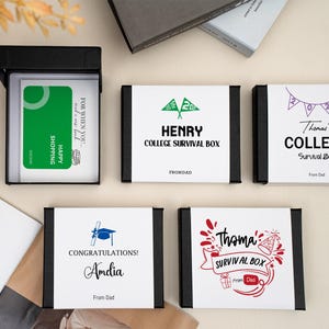 Caixa de sobrevivência universitária personalizada, presente de formatura do ensino médio, porta-dinheiro personalizado para calouros