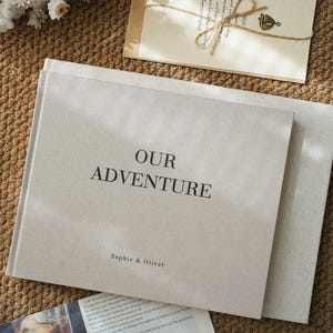 Custom Linen Our Adventure Book, Wedding Signing Book, Personalized Gifts, Anniversary Gift, Travel Album, Valentine's Day Gift