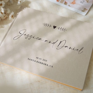 Wedding Guest Book, Engagement Signing Book, Linen Wedding Guest Book, Wedding Reception Guestbook, Hardbound Scrapbook, Gift For Wife