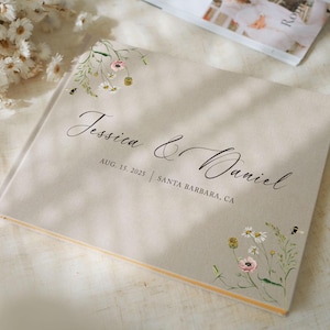 Personalized Wedding Guest Book, Engagement Signing Book, Linen Wedding Guest Book, Wedding Reception Guestbook, Hardbound Scrapbook