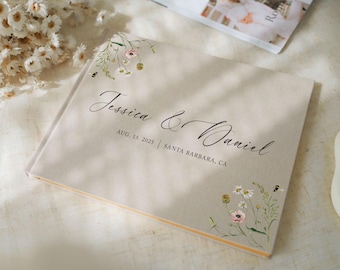 Personalized Wedding Guest Book, Engagement Signing Book, Linen Wedding Guest Book, Wedding Reception Guestbook, Hardbound Scrapbook