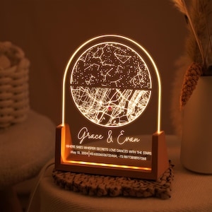 Mappa stellare personalizzata per data, luce notturna con mappa stellare, mappa stellare personalizzata, regalo di anniversario, regalo per fidanzato, regali di laurea
